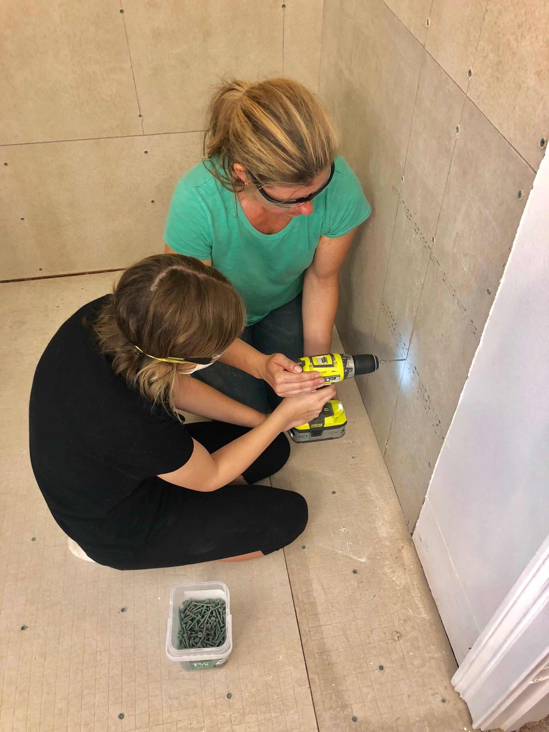 One Room Challenge- Master Bathroom {Laying Tile} - Cribbs Style