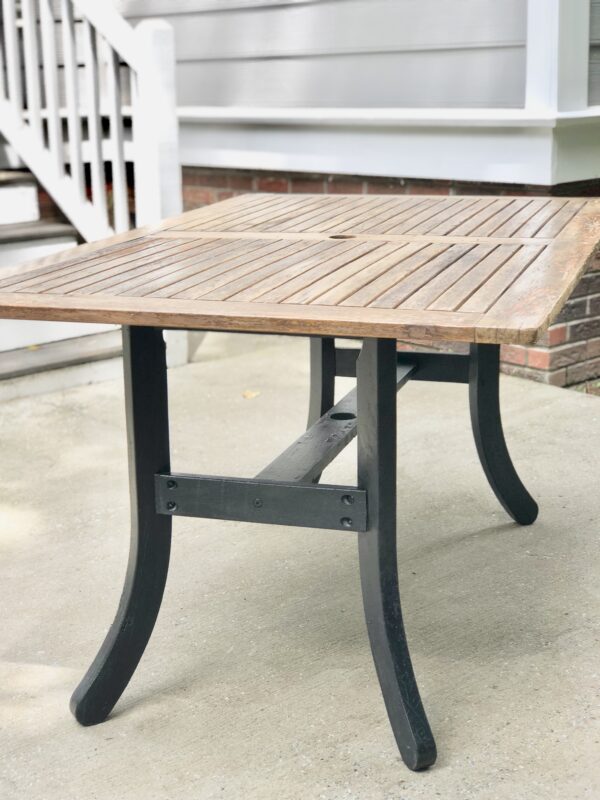 Easy DIY to give a rustic touch to a dying teak outdoor table Cribbs