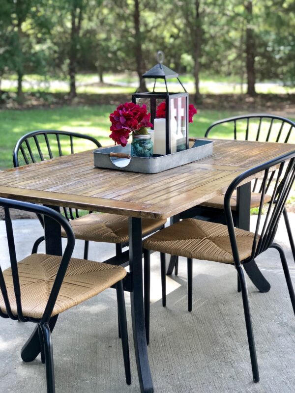 Easy DIY to give a rustic touch to a dying teak outdoor table Cribbs