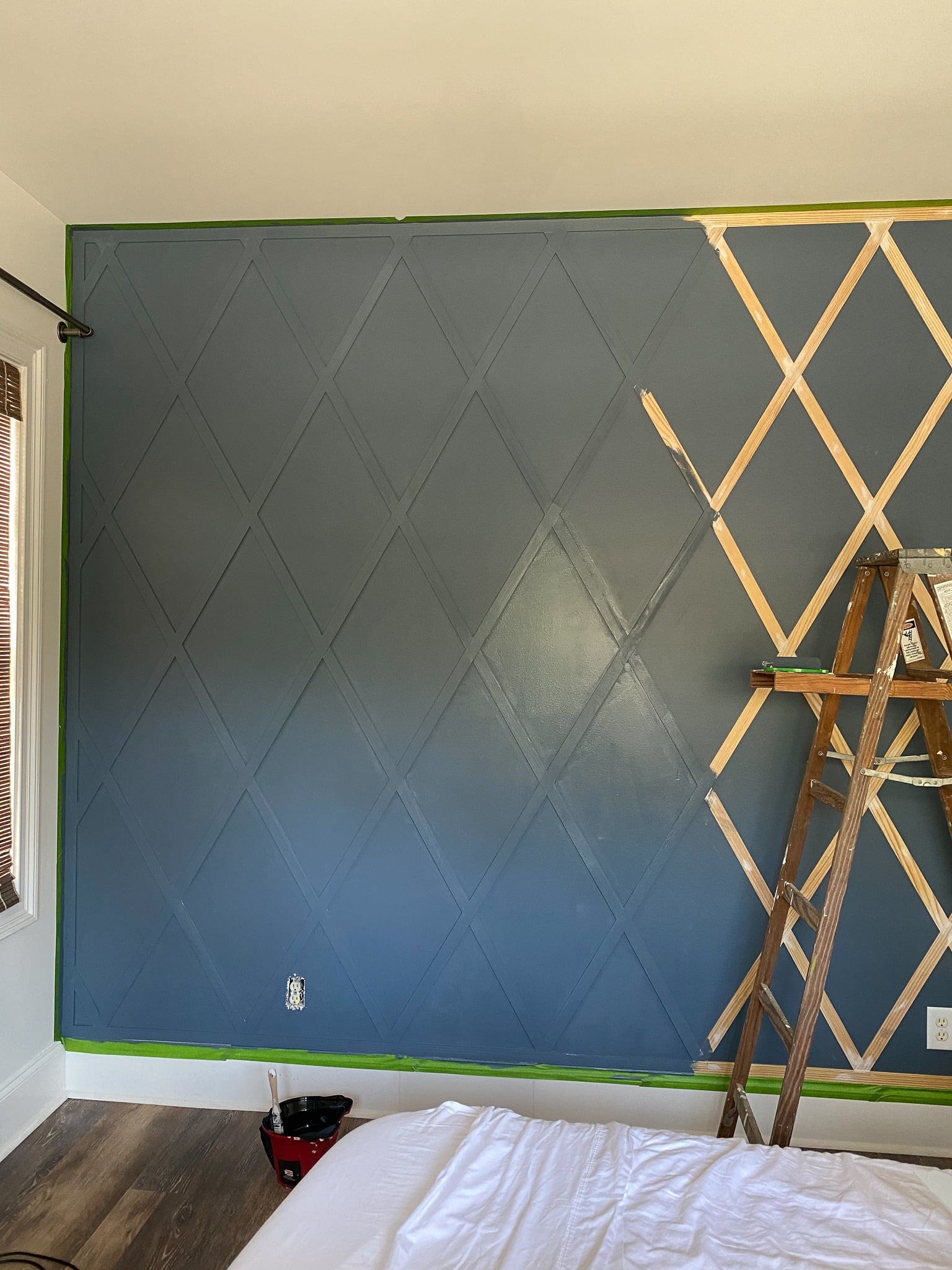 Picture of How to make a diamond pattern wood accent trellis wall - Cribbs Style