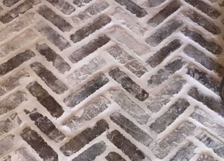 How to stencil a tile floor to look like faux brick. Cribbs Style