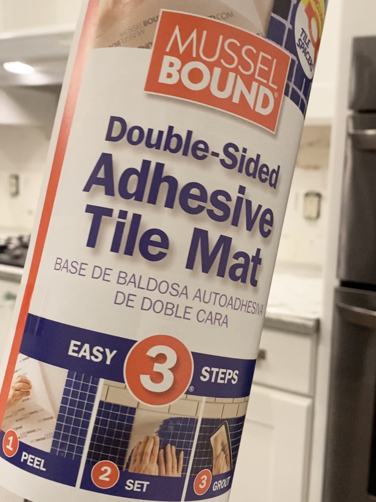 How to install kitchen backsplash tile using adhesive mat instead of